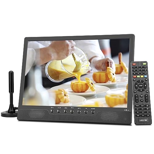 TV portatile KCR 14,1 pollici digitale DVB-T2, Freeview, batteria ricaricabile, porta USB, presa per cuffie, telecomando, ingresso AV, ingresso HDMI