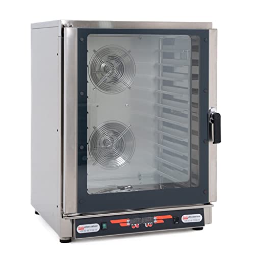 Forno Elettrico Digitale Ventilato a Convezione - in Acciaio Inox, Ideale per Uso Professionale - Affidabile e Sicuro - Capacità fino a 10 teglie