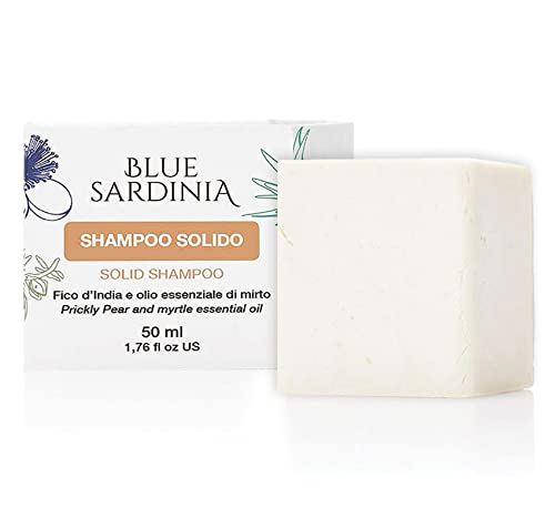 EYWA Shampoo Solido Blue Sardinia 55gr - Prodotto 100% Naturale Shampoo Antiforfora Shampoo Sebo Regolatore, a Base di Estratto di Aloe Vera, Olio Essenziale di Mirto della Sardegna.