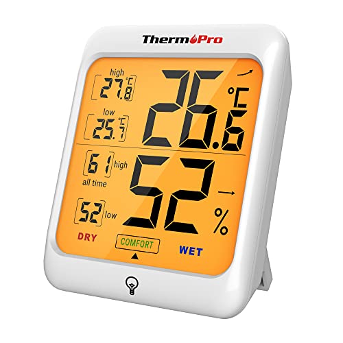 ThermoPro TP53 Termometro Igrometro Interno Misuratore di Umidità e Temperatura Ambiente Digitale Termoigrometro Professionale per Casa con Tocca Retroilluminazione