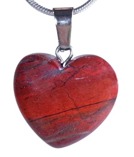 Lebensquelle Plus, ciondolo a forma di cuore, diaspro rosso, 2 x 2 cm, con occhiello