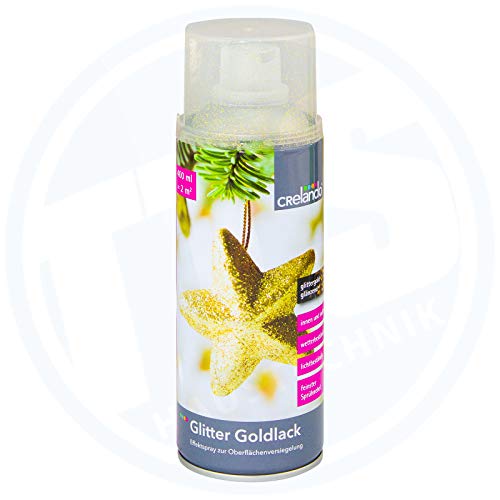 BAUFIX CRELANDO - Vernice spray con glitter oro, 400 ml, per interni ed esterni