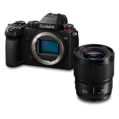 Panasonic LUMIX DC-S5E-K S5 - Fotocamera mirrorless full frame con obiettivo F1.8 da 50 mm, registrazione video 4K 60P con schermo diviso e Wi-Fi, attacco a L, Dual I.S a 5 assi, colore nero
