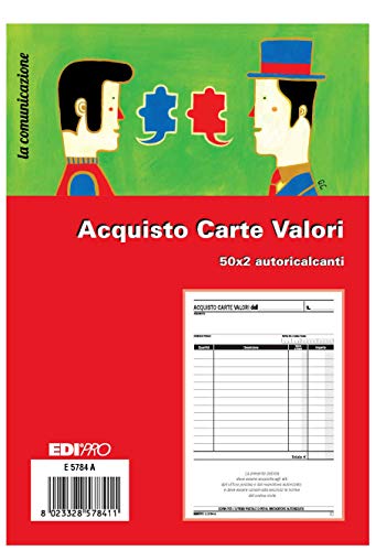 EDIPRO - E5784A - Blocco ricevuta acquisto valori bollati 50x2 autoricalcante f.to 22x14,8