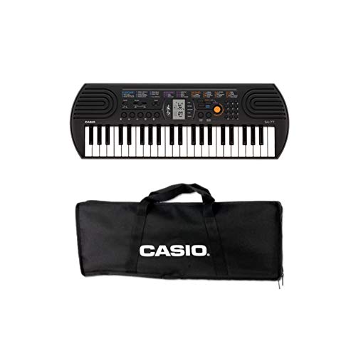 Casio SA-77 - Mini Tastiera polifonica 8 Voci e 44 tasti, Nera/Grigio + Bag Trasporto Originale Casio, Nero
