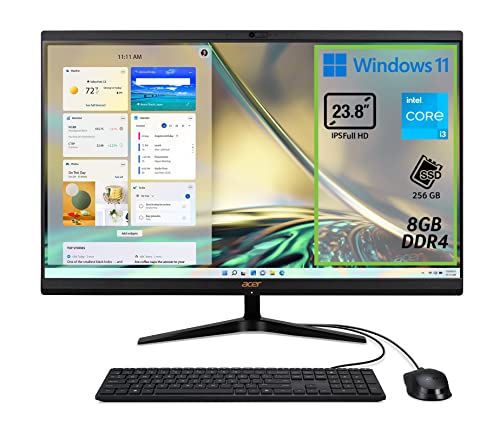 Acer Aspire C24-1700 Computer Fisso All in One, Pc Desktop, Processore Intel Core i3-1215U, Ram 8 GB DDR4, 256 GB SSD, Display 23.8' IPS FHD LED LCD, Intel UHD, Wifi, Webcam, Windows 11 Home