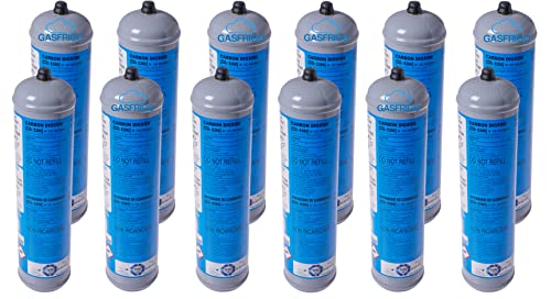 GASFRIGO - N° 12 Bombole CO2 monouso da 600 gr. - MADE IN ITALY - le originali per uso alimentare -attacco M11x1 per gasatore acqua frizzante