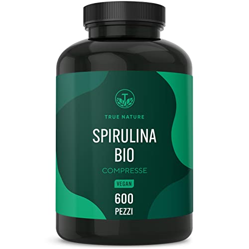 Spirulina Biologica - 600 compresse BIO (500 mg) - 4.000 mg di dosaggio elevato - Ricca di ficocianina e proteine - Alga Spirulina pura - Analizzato e Confezionata in Germania da TRUE NATURE