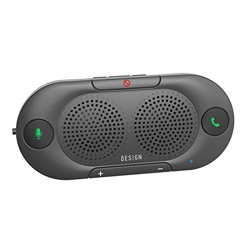 Besign BK06 Kit Vivavoce Bluetooth per Auto, per Chiamate Viva voce, GPS e Musica, Supporto per aletta Parasole, Auto Accensione, con altoparlante potente da 2 X 2W, Connettività Dual Link