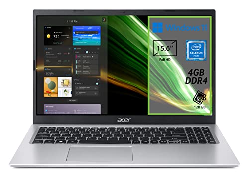 Acer Aspire 1 A115-32-C56R PC Portatile, Notebook, Processore Intel Celeron N4500, RAM 4 GB DDR4, 128 GB eMMC, Display 15.6' FHD LED LCD, Intel UHD, Microsoft 365, Windows 11 Home in S mode, Silver