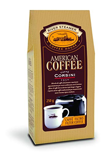 Caffè Corsini - American Coffee Miscela di Caffè Macinato per Caffè Americano, Caffè Lungo e Caffè Filtro, Leggero e Profumato - 6 Confezioni da 250 Grammi Sottovuoto