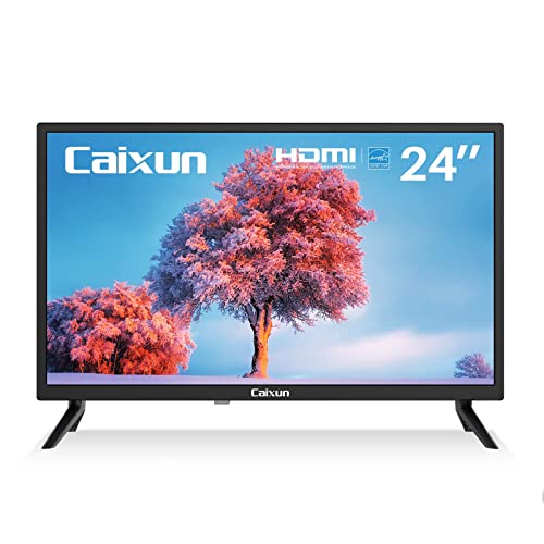 Caixun TV 24 Pollici, HD Televisore con 3 HDMI e 2 USB, DVB-T/T2/C/S/S2, TV e Monitor a Doppio Uso, Ideale per Piccoli Spazi, Facile da Usare (EC24T1H)