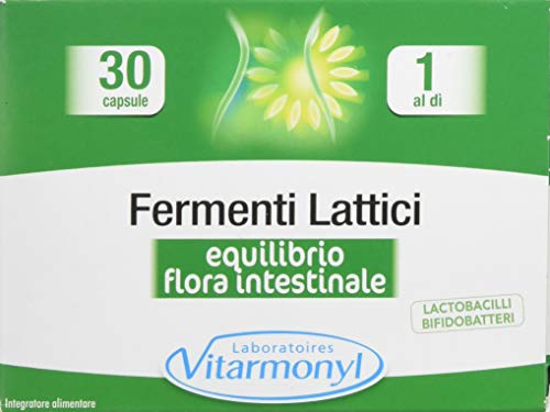 VITARMONYL - FERMENTI LATTICI - Integratori per l’equilibrio della flora intestinale - Fermenti lattici in capsule per la flora batterica - Per il benessere dell’intestino - Confezione da 30 capsule