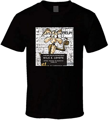 Suspension Moda Tshirt Uomini Gratis Cartoon T Shirt Wile E Coyote T Shirt Spedizione Top Ajax Art T Shirtugshot Cartoon Fan, Nero , L