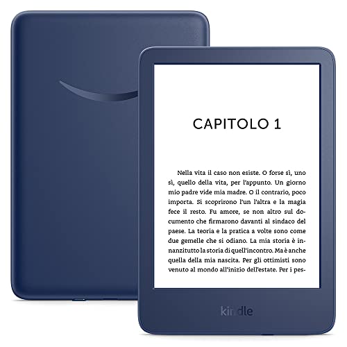 Kindle (modello 2022) | Il nostro Kindle più leggero e compatto, ora con uno schermo da 6’’ ad alta risoluzione (300 ppi) e doppio spazio di archiviazione | Con pubblicità | Blu