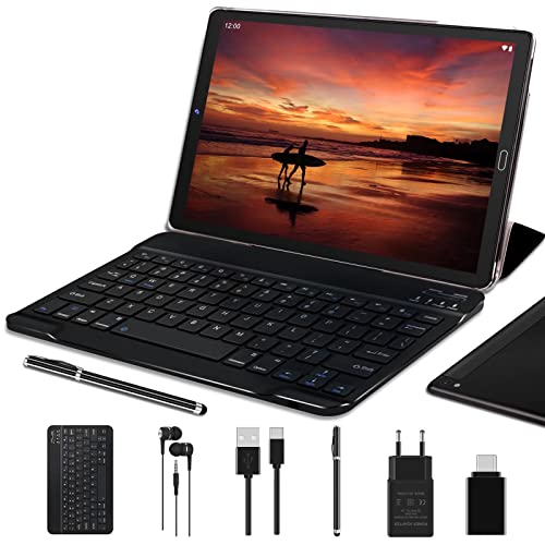 GOODTEL Tablet 10 Pollici Android 11, 4 GB RAM + 64 GB ROM, WiFi, Bluetooth, GPS, Batteria 8000mAh, Doppia Camera 5MP + 8MP, Schermo HD 10'', SD/TF 4-256 GB, con Custodia, Penna e Tastiera, Nero