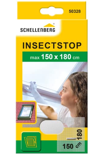 Schellenberg 50328 Zanzariera finestra per lucernario per tetto, zanzariere 150 x 180 cm con zip, montaggio senza foratura, incl. nastro di fissaggio