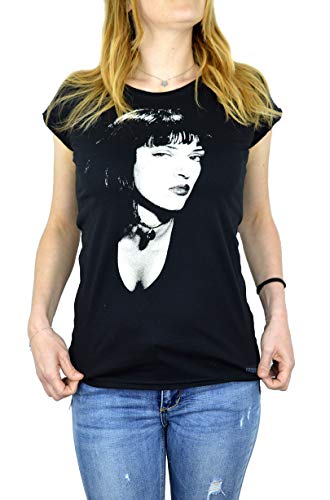 Uma Thurman Pulp Fiction | | Faces T-Shirt Donna Made in Italy 100% Cotone | Serigrafia Manuale (M Donna)