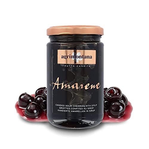 Agrimontana Frutta Candita Artigianale, Amarene Candite Sotto Sciroppo, 390 Grammi / Sgocciolate: 250 Grammi