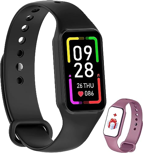 IOWODO R1 Smartwatch uomo donna con ossimetro (SpO2) Monitor Contapassi frequenza cardiaca Sonno Pedometro,Smart Watch donna uomo con notifica messaggi,IP68 impermeabile per Android iOS (2 cinturini)