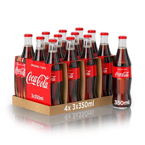 Coca-Cola Original Taste – 12 Bottiglie da 350 ml, Tutto il Gusto Originale di Coca-Cola, in Bottiglia di Vetro 100% riciclabile, Bevanda Analcolica