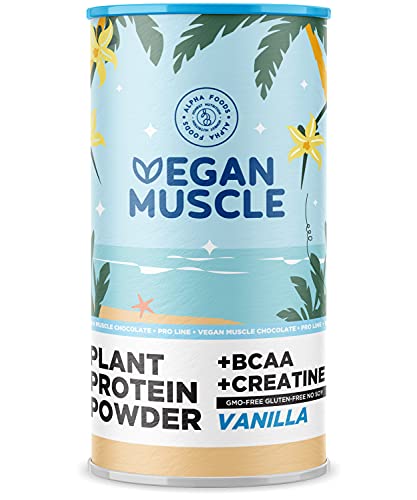 Vegan Muscle Protein - VANIGLIA - Integratore con Proteine Vegane e Vegetali derivate da Semi Germogliati - Vegan Protein Arricchite con BCAA e Creatina Monoidrata - 600 g proteine in polvere vegane
