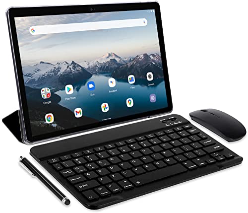 TOSCIDO Tablet 10 Pollici Android 11 Grigio Tab-Octa Core,4GB RAM,64GB Espandibile 512GB SD,Dual SIM,4G LTE/WiFi,con custodia protettiva,mouse wireless,tastiera Bluetooth,penna capacitiva