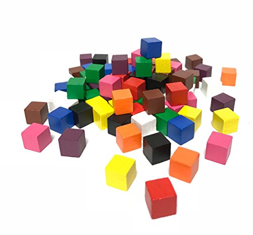 Cubi in legno, 10 x 10 x 10 mm, 100 pezzi, colori assortiti