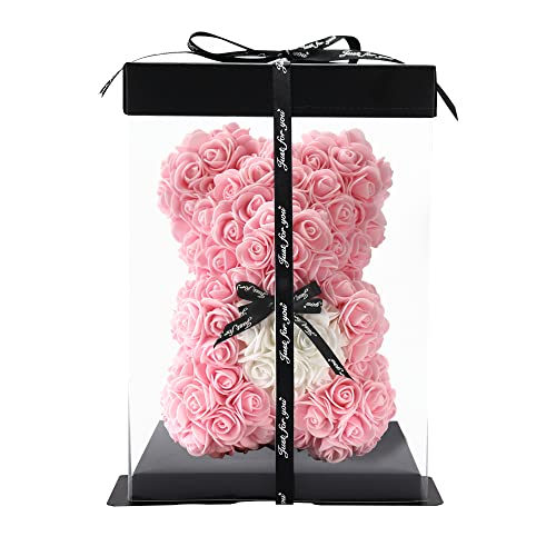 orso rosa fatto a mano orsacchiotto fiore orso rosa orsacchiotto - regalo per la festa della mamma, regalo per lei, regali di amici, regali per le donne, 10 pollici (light pink)