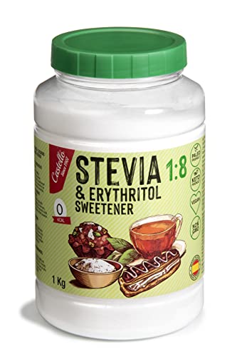 Dolcificante Stevia + Eritritolo 1:8 | 1g = 8g zucchero | Sostituto dello Zucchero 100% Naturale - 0 Calorie - 0 Indice Glicemico - Keto e Paleo - 0 Carboidrati - No OGM - Castello since 1907-1 kg