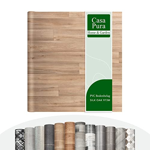 casa pura, CV Atlantic Silk Oak 973M - Rivestimento per pavimento in PVC extra resistente all'abrasione (espanso), effetto legno, superficie strutturata, al metro (100 x 100 cm)