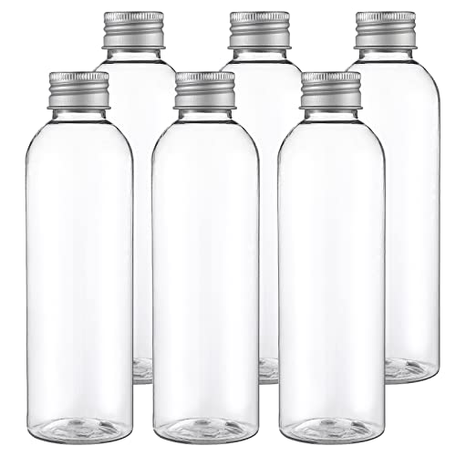 UPKOCH 6 bottiglie vuote in plastica trasparente riutilizzabili bottiglie vuote con coperchi in alluminio per succo di latte bevande bevande 200 ml