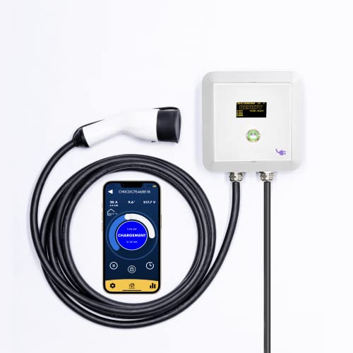 Chargesplit Wallbox Domus,Tipo 2,7.4kW,5M,WiFi/BT,OLED 2.42,Bilanciamento Carico/Solare/Autosolar (sonda Inclusa). App iOS/Android, schedulazione,Monitor consumi casa/Ricarica/Differenziale 6ma dc