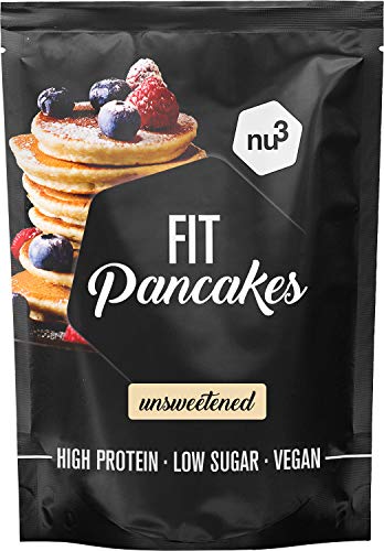 nu3 Fit Pancake preparato per pancake proteici - 240 g senza glutine - Colazione proteica con farina di mandorle e riso - 28% proteine + solo 7% grassi - Senza conservanti e coloranti - 100% vegano