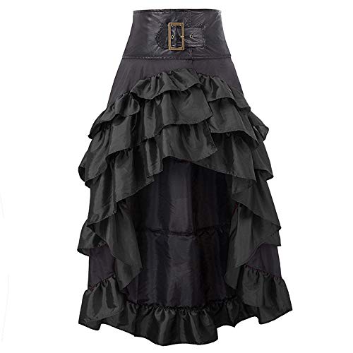 Zooma Gonna gotica da donna, in pizzo nero, stile steampunk, lunga ed elastica, stile corsetto, 1409 nero, 50 IT/50 IT/5X-Large