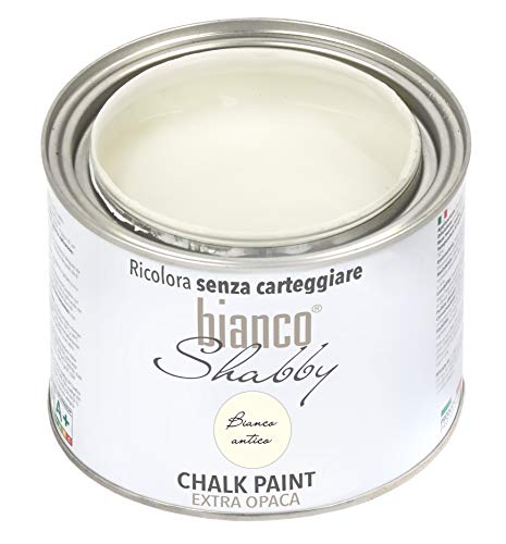 CHALK PAINT Bianco Antico Pittura Shabby Chic Vintage per Mobili e Pareti EXTRA OPACO (500 ml)
