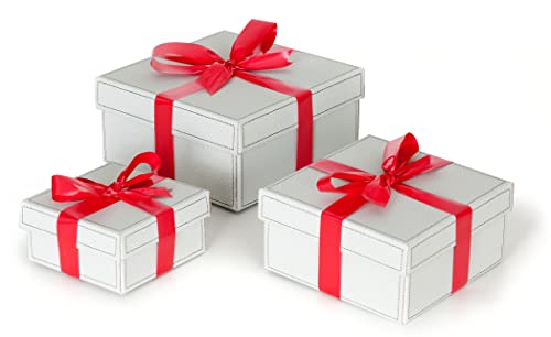 KANGURU, SET di 3 scatole regalo Perfect, con coperchio, carta velina e nastro, in cartone, misure differenti, ideali per incartare un dono e fare un pacchetto, riutilizzabili, scatola sorpresa