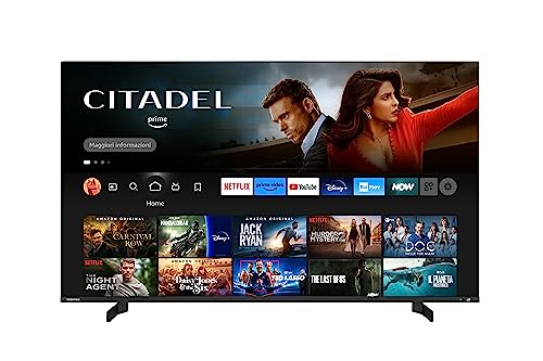 Toshiba 55QF5D63DA QLED 4K Smart Fire TV, TRU Picture, Ultra HD, HDR10, Disney+, Prime, Netflix, Dolby Vision, Dolby Atmos, Sound by Onkyo, Alexa, HDMI 2.1, Bluetooth, Airplay [Classe Energetica F]