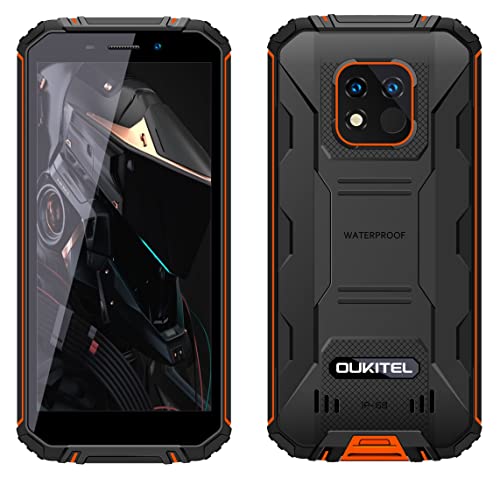 OUKITEL 12500mAh Batteria Rugged Smartphone WP18 PRO, 13MP Doppia Fotocamera IP68 Robusto Impermeabile Cellulare, Octa Core 4GB 64GB, Android 12, 5,93’’ HD+, Doppia SIM, Impronta Digitale Arancione