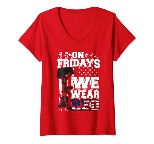 Donna Indossare Red Friday Military - Camicia Remember Everyone Deployed Maglietta con Collo a V