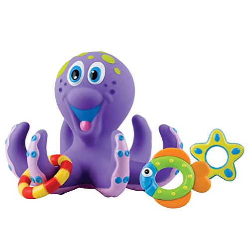 Nuby - Polipo galleggiante - Gioco bagno a forma di Polipo con 3 anelli - giocattolo da bagno per bambini - 18+ mesi