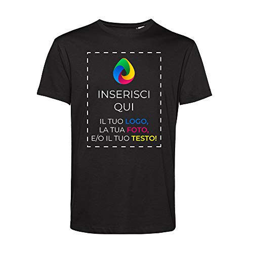 Teetaly Maglietta T-Shirt con Stampa Personalizzata- 100% Cotone Organico (Nero, M)
