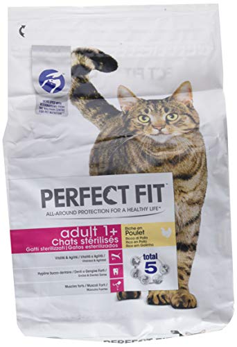 Perfect Fit Cibo secco per gatti sterilizzati, adulti, ricco di pollo, 3 sacchi da 2.8 kg