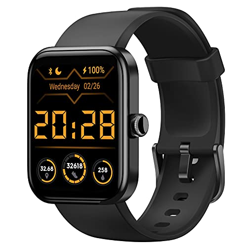 CUBOT Smartwatch Tracker Fitness Orologio Uomo Donna con Saturimetro (SpO2) Alexa Integrata, Cardiofrequenzimetro da Polso, 1.7 Pollici Touch Screen, Impermeabile 5ATM, per Android iOS Nero