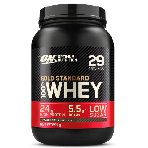 Optimum Nutrition Gold Standard 100% Whey Proteine in Polvere con Proteine Isolate ed Aminoacidi per la Massa Muscolare, Doppio Cioccolato, 29 Porzioni, 899 g, il Packaging Potrebbe Variare