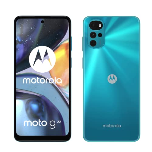 Motorola moto g22 (Quad Camera 50 MP, Display 90Hz 6.5', batteria 5000 mAH, 4/64GB espandibile, Dual SIM, Android 12), Iceberg Blue