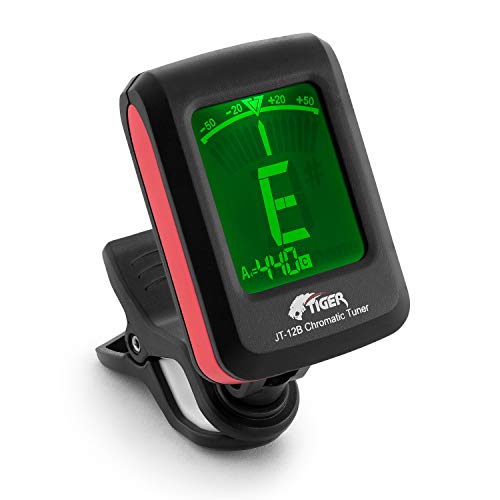 TIGER Music Chromatic Guitar Tuner - easy To Use Highly Accurate Clip-On Tuner - Suitable For Guitar / Bass / Violin / Ukulele - Batteria Inclusa, Nero