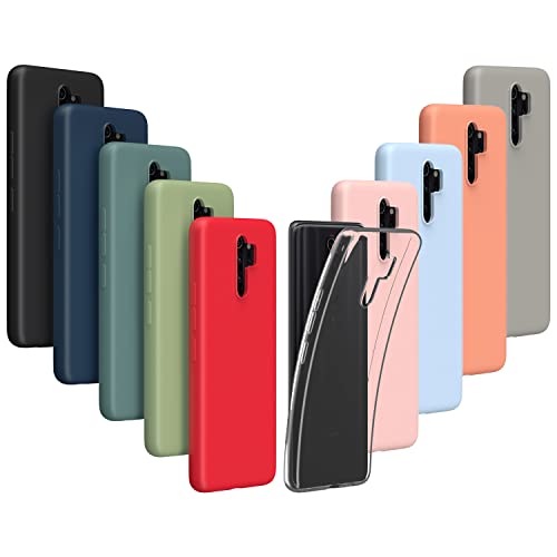 Iuveruln 10X Cover Compatibile con Xiaomi Redmi Note 8 PRO, Custodia in TPU Tinta Unita Silicone Morbido, Cover Ultra Sottile AntiGraffio e Antiurto- Trasparente+9 Colori