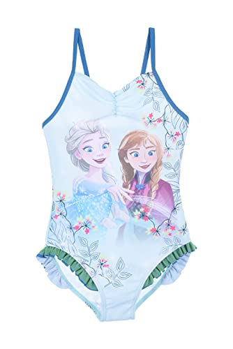 Disney Elsa Costume da Bagno per Ragazze, Costume Intero, Design Frozen Costume da Bagno per Bambina, Regalo per Ragazze, Taglia 4 Anni, Blu