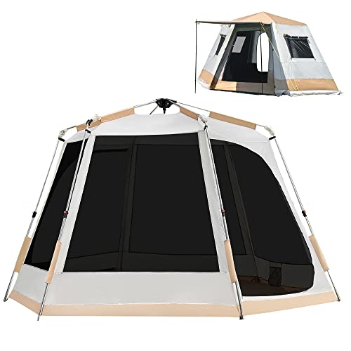 EULANT Impermeabile Tenda di Familiari (4-6 Uomo) con Quick-Up-System,Esagonale Tenda da Campeggio resistente al sole a 2 strati, 3.3x3.3x2m